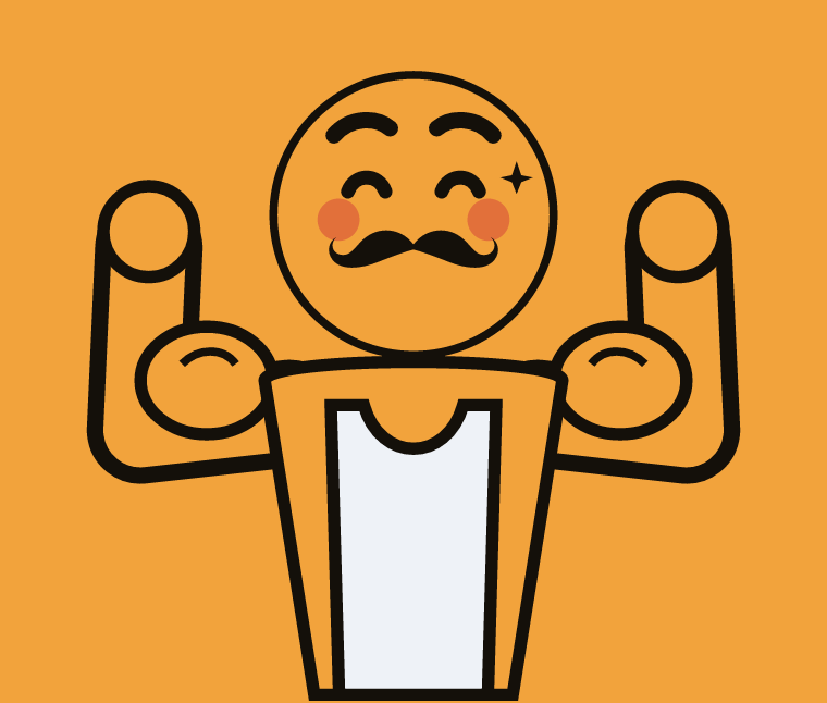 Jim, le coach à moustache, fait le double biceps
